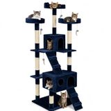 BAKAJI Krabpaal voor katten, sisalboom, speelplaats, katten, krassen, nagels, hoogte 170 cm (blauw)
