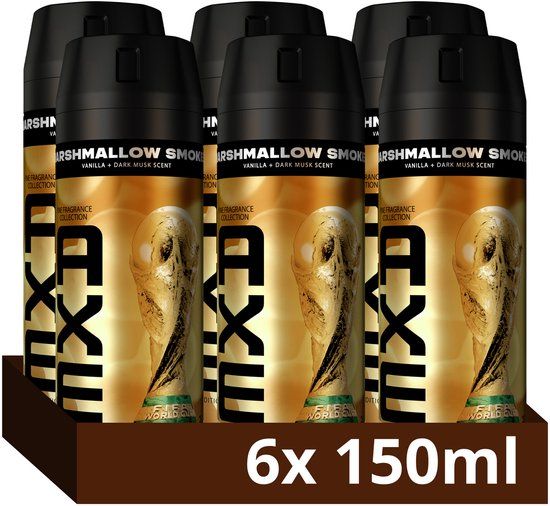 AXE Fine Fragrance Collection Marshmallow Smoke FIFA Limited Edition Premium Deodorant Bodyspray - 6 x 150 ml