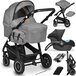Lionelo Bianka - Kinderwagen 3 in 1 - Grijs - 0-22kg - XXL - Buggy 3in1 - Verstelbare duwstang - Opvouwbaar - Accessoireset - XXL zonnekap - Gelagerde wielen - Reiswieg