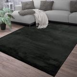 TT Home Vloerkleed Woonkamer Kortpolig Effen Modern Design Wasbaar Zwart 140x200 cm