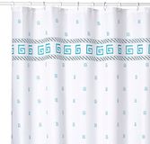 MSV Polyester douchegordijn 180 x 200 cm - blauwe spiralen, meerkleurig
