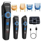 BarberBoss Baardtrimmer voor heren, 3-in-1 haar-, baard- en detailtrimmer, led-display, 3 snijkoppen, USB-oplaadbaar, waterdicht ontwerp, oplaadbare verzorgingsset met precisie-wijzerplaat