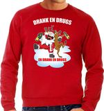 Bellatio Decorations Shoppartners Bv Foute Kerst sweater / Kerst trui Drank en drugs rood voor heren - Kerstkleding / Christmas outfit M