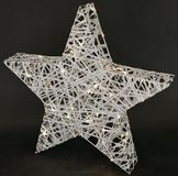 Decoratieve Lichtster Decoratieve led-lamp met ledverlichting, warmwit, zilver, metaal met timerfunctie, werkt op batterijen, 45 cm, winter- en kerstdecoratie, kerstster