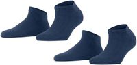 FALKE Happy 2-Pack kort eenkleurig katoen multipack sneakersokken enkelsokken dames blauw - maat 35-38