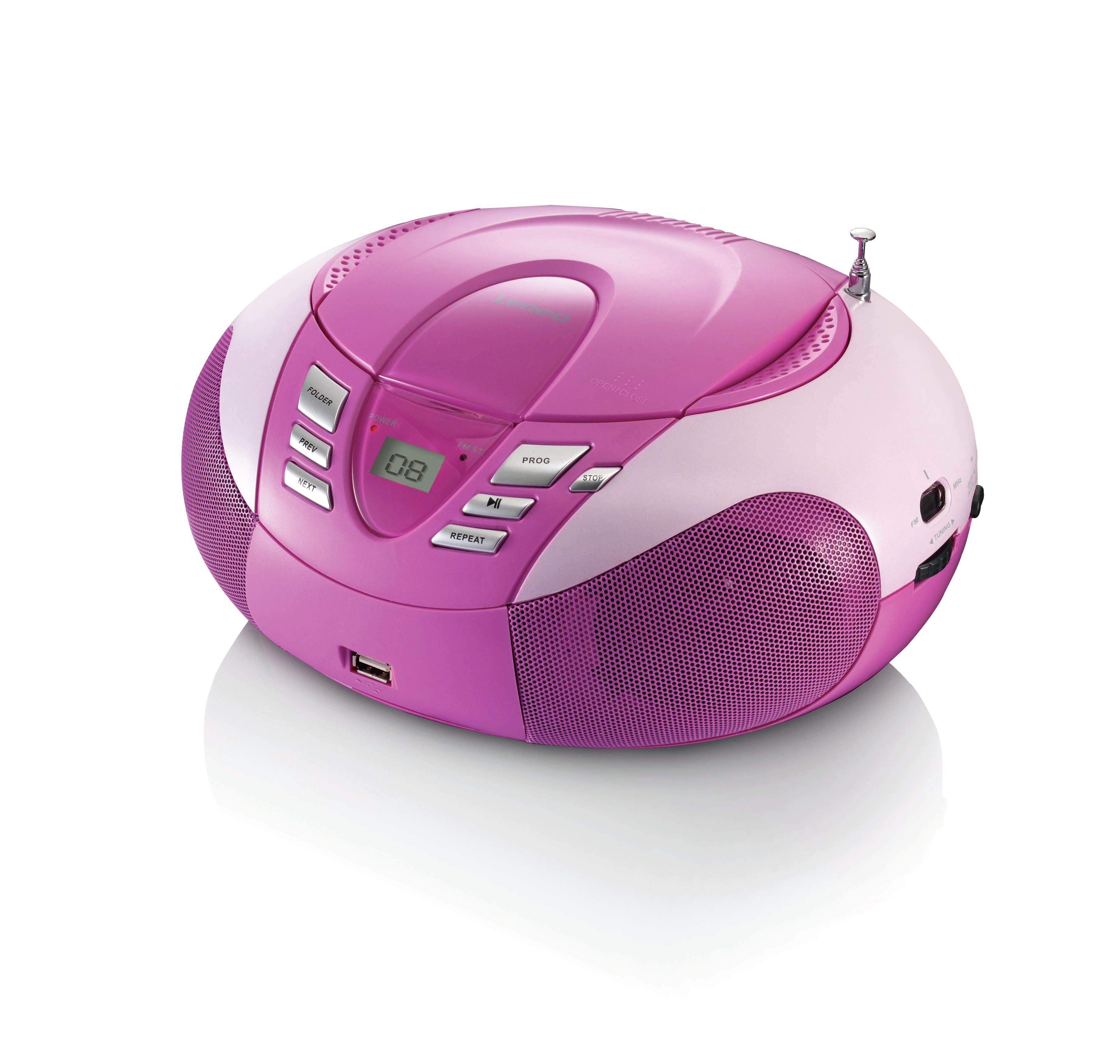 Lenco SCD-37 - Draagbare radio CD speler met MP3 en USB - Roze