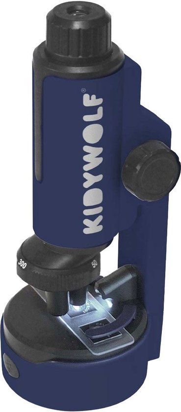 KIDYWOLF KIDYMICROSCOPE Kinder Microscoop Blauw – 50x/150x/300x Vergroting, LED Verlichting, 8+