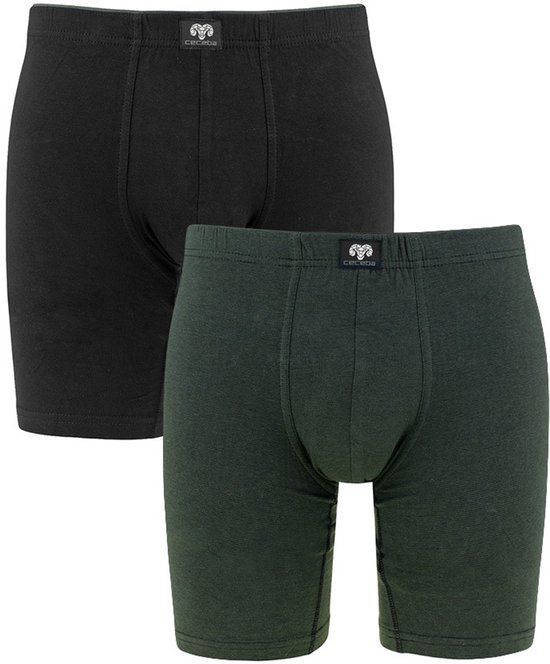 CECEBA Ohio - 2-pack Heren cyclist boxer - extra lange pijpen - Groen