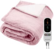 Auronic Elektrische Deken - 200 x 180 cm - 2 Persoons Warmtedeken - 9 Warmte en Timerstanden - Verwarmingsdeken - Sherpa Fleece - Roze