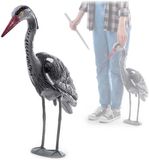 KADAX Grijze reiger, reigerverschrikker van kunststof, staand decoratief figuur, bescherming tegen visreiger, vogelverschrikker, vogelverschrikker, vogelafweer voor tuin, vijver (70 cm)