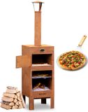 BluMill Outdoor Pizza Oven - Tuinhaard - BBQ - Inclusief Pizzasteen, Vuurpook en Thermometer - Terrashaard - Corten staal