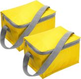 Merkloos 2x kleine koeltas voor 6 blikjes - geel - met rits en draagband - lunch-drankjes-medicijnen - 20 x 13 x 13 cm
