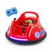 Voiture de course rouge 12V pour enfants avec rotation à 360 degrés, musique, lumières et télécommande