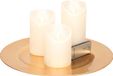 Merkloos Plateau/assiette rond en or de plastique D33 cm avec 3 bougies LED blanc perle 10/12,5/15 cm - Décoration de table