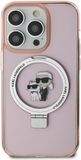 Karl Lagerfeld Ring Stand Karl & Choupette Hard Case Back Cover met MagSafe voor Apple iPhone 15 Plus/14 Plus - Roze