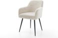 DELIFE Fauteuil Greg-Flex 4 pieds coniques noir peluche crème-blanc noyau ressorts ensachés