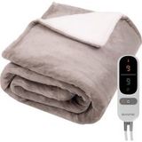 Auronic Elektrische Deken - Warmtedeken - Sherpa Fleece - 9 Hitte en Timerstanden - Bovendeken - 200x180 - 2 persoons - Taupe