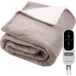 Auronic Elektrische Deken - Warmtedeken - Sherpa Fleece - 9 Hitte en Timerstanden - Bovendeken - 200x180 - 2 persoons - Taupe