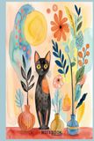 Cute Watercolor Cat Grid Notebook