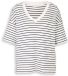 Tom Tailor - T-shirt ample à rayures irrégulières - Taille L - blanc marine rayure irrégulière