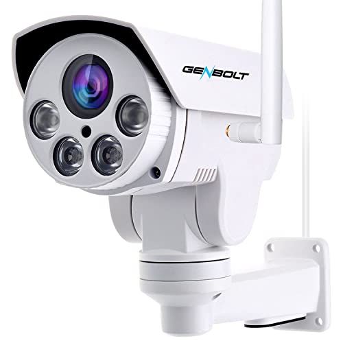 GENBOLT 5 x optische zoom PTZ bewakingscamera voor buiten, WLAN, CCTV IP-camera, draadloos, 1080P, 4 x digitaal, automatische tracking, humanoïde, automatische cruise, positie, garage huis veiligheid