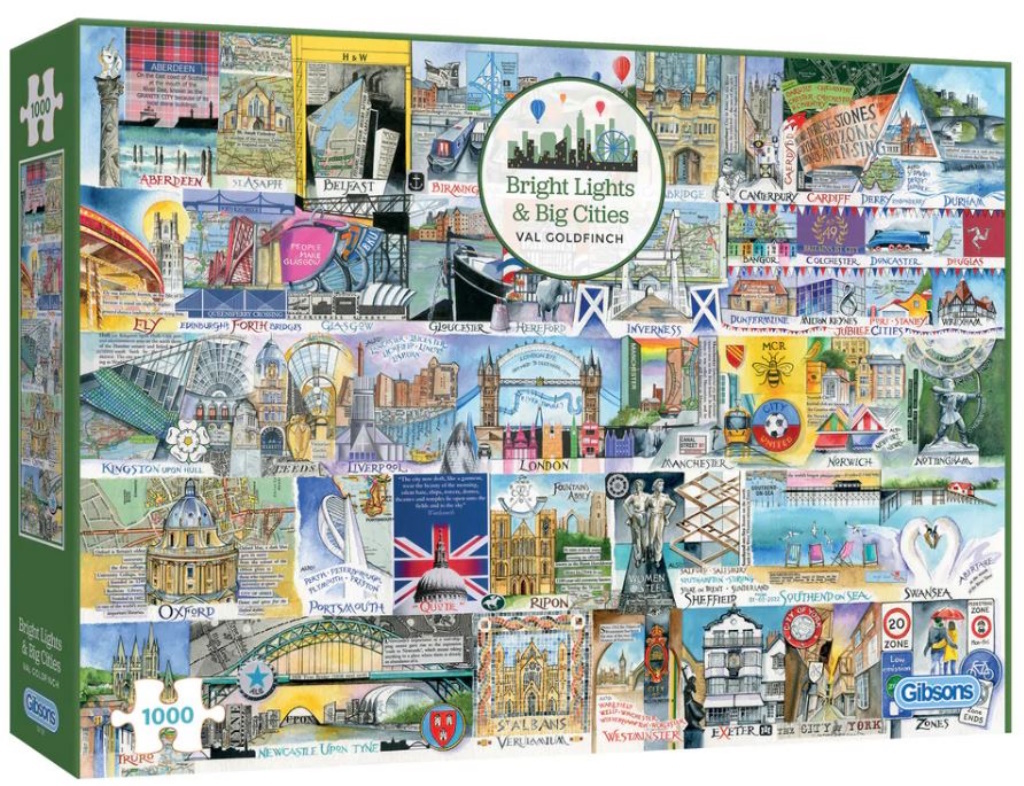 Gibsons 500XL Puzzle „Bright Lights & Big Cities“ – Extra Große Teile, UK-Städte-Motiv, Nachhaltig & Premium