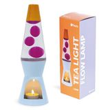 Fisura – Lavalampe met kaars, blauw en oranje, zonder elektriciteit. Milieuvriendelijke decoratie met uniek design. Origineel cadeau. Afmetingen: 29 cm x 8,5 cm (kaars niet inbegrepen).