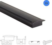 RexTech 2x 2 meter aluminium led strip profiel inbouw - Zwart