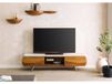 Meuble TV en bois d'acacia 184x40x45 laqué naturel/marbre blanc MONTREAL #122