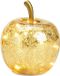 Merkloos Decoratieve glazen appel met licht 10 LED's & timer, goud, Ø 11x12 cm
