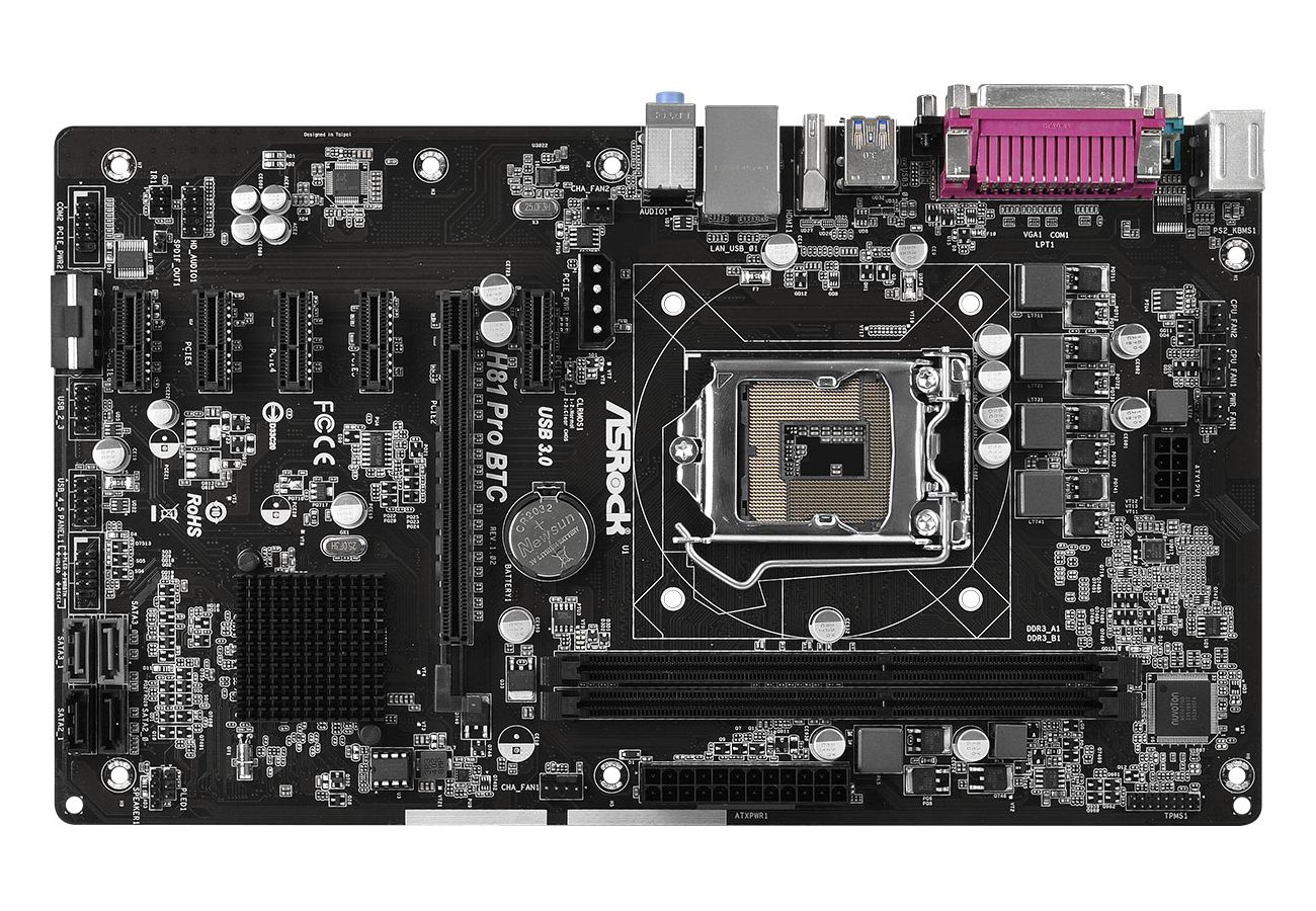 ASRock H81 PRO BTC R2.0 - Moederbord - ATX - Intel H81 - LGA 1150 (Socket H3)