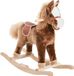 HOMCOM Cheval à bascule pour enfants - Bois - Marron