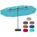 Parasol de jardin double Coast 460 x 285 cm - 48 LED solaires - Socle inclus - Bleu marine