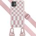 Selencia Hoesje iPhone 11 - Siliconen Design Hoesje met Koord - Roze / Irregular Check Sand Pink