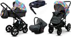 BabyLux® Sky Lark | Ensemble de poussette 4 en 1 | Paint Flowers | Poussette combinée | Ensemble de poussette | I