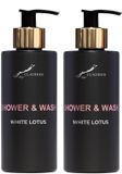 Splashbox Cosmetics Shower & Wash White Lotus 300 ml - gouden pomp - 2 stuks