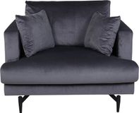 Hioshop Sofia fauteuil velours donkergrijs