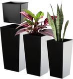 KADAX Bloempotset, bloempot van kunststof, plantenbak, weerbestendige bloempot, voor binnen en buiten, weerbestendige bloempot (mat zwart, set van 3 stuks, maat XL)