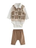Next Jongens Babyset van gebreid rompertje en broek - Bruin