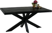 Lizzely Garden & Living Eettafel langwerpig mangohout 160cm zwart John industrieel