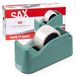 SAX Tape it Easy XXL eenhands plakbanddispenser extra zwaar, pakketplakbanddispenser met naaldhouder, antislip, saliegroen