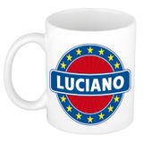 Bellatio Decorations Luciano voornaam koffiemok - wit/blauw - 300 ml