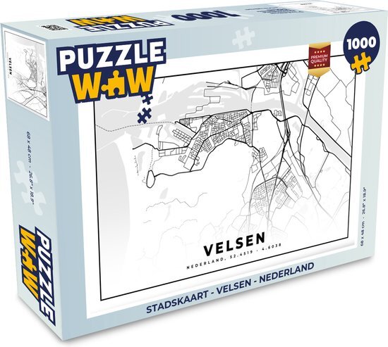 MuchoWow Puzzel Stadskaart - Velsen - Nederland - Legpuzzel - Puzzel 1000 stukjes volwassenen - Plattegrond