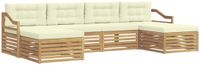 vidaXL - Bank loungeset - 6 zitplekken - Wit en crème - Massief Acacia Hout