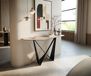 Console Edge Polygonal 140x50 cm Céramique Laminam® Travertino Bianco Creme-Weiß Spios Métal Noir