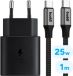Samsung Adaptateur secteur d'origine 25W avec câble USB-C Buddi Flex 1M Noir