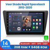 Awesafe Autoradio Convient pour Skoda Rapid Spaceback 2012 à 2020 - Android 14 - Apple Carplay & Android Auto sans fil - 2 Go + 64 Go - Processeur 4 cœurs - Navigation GPS Bluetooth et Wifi