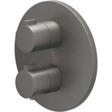 IVY Pact Afbouwdeel Inbouwthermostaat met 1 Losse Stopkraan met Rond Rozet - Geborsteld Metal Black PVD