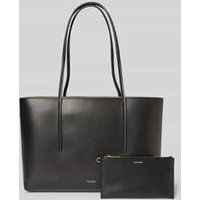 CK Calvin Klein Calvin Klein Foil Logo Tote W/Pouch Lv04f3274g Tote Dames (1 stuk), zwart/geroosterde kokosnoot, Eén maat