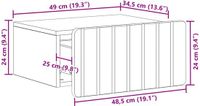 vidaXL Muurbevestigde Nachttafel met lade Oud hout 49 x 34,5 x 24 cm